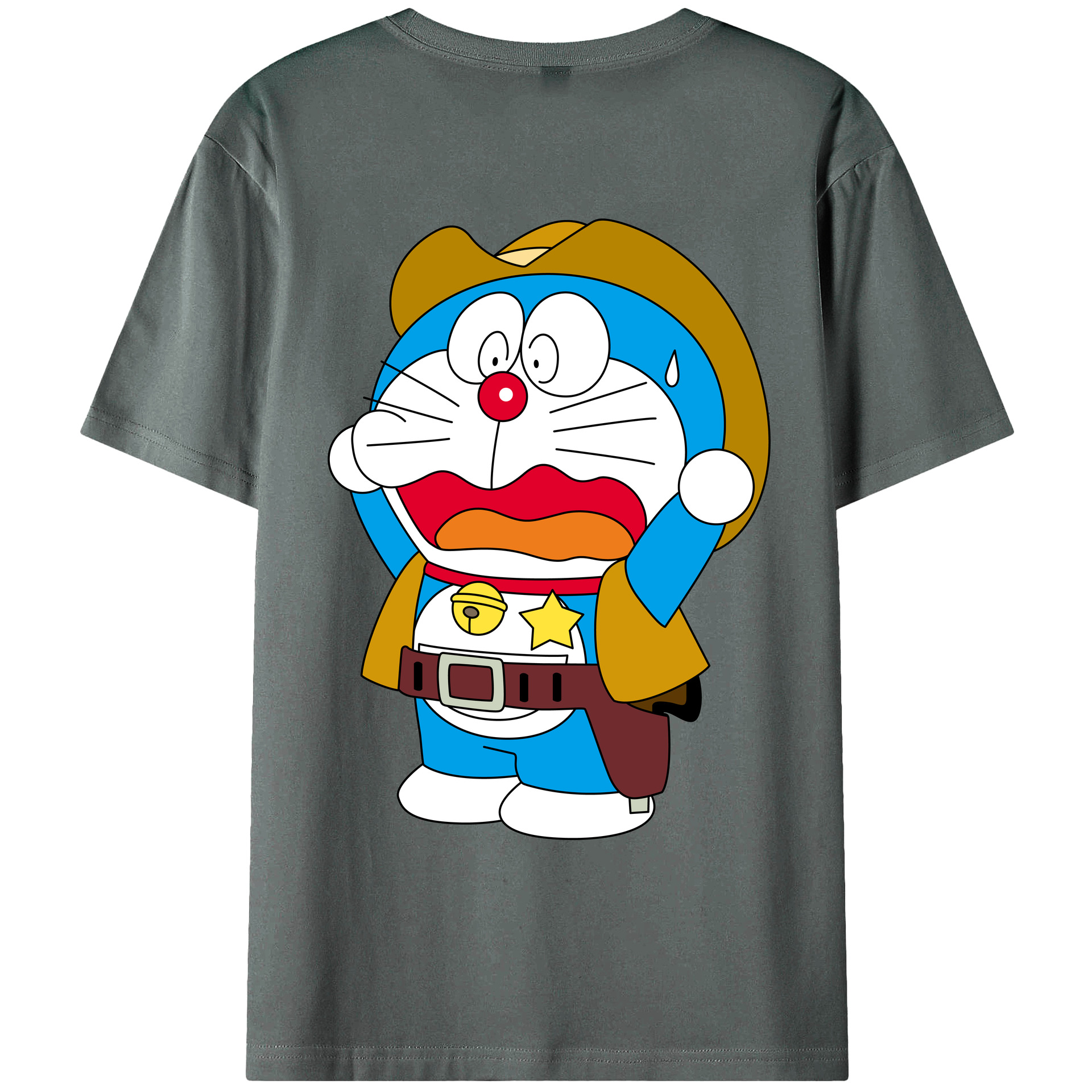 （画像用） ドラえもん Doraemon 綿100％ メンズ半袖Tシャツ（バックプリント） 通気性